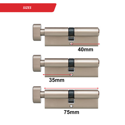 SIZAH Euro Cylinder Thumb Turn Lock - Enhanced Security for External Doors