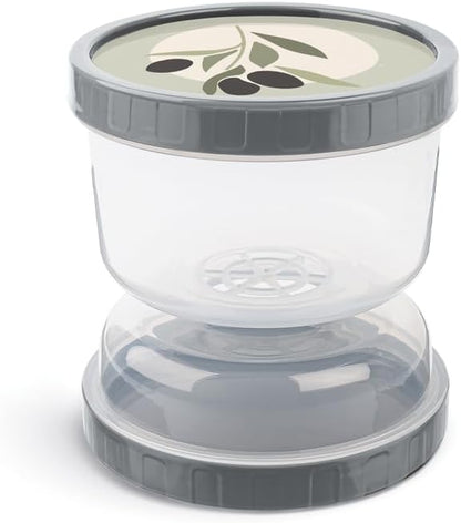 Grey Pickle & Olive Jar with Strainer – BPA-Free Storage Container