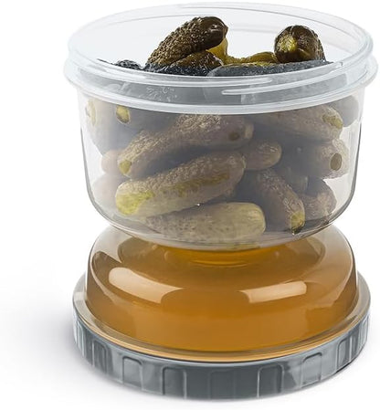 Grey Pickle & Olive Jar with Strainer – BPA-Free Storage Container