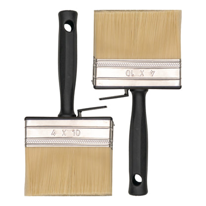 SIZAH Masonry Brush – 13cm x 4cm durable paint brush shown from opposite angles, ideal for painting stone, brick, and masonry surfaces.