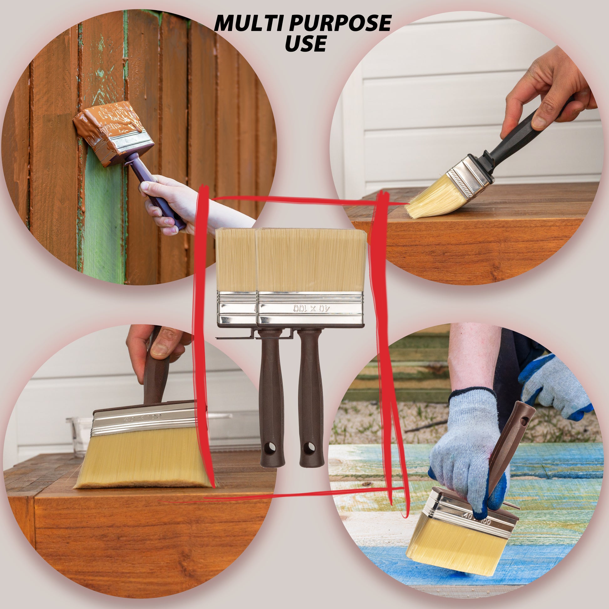 SIZAH Shed & Fence Brush used on wood, metal, and outdoor surfaces, demonstrating its multipurpose versatility for a variety of painting projects